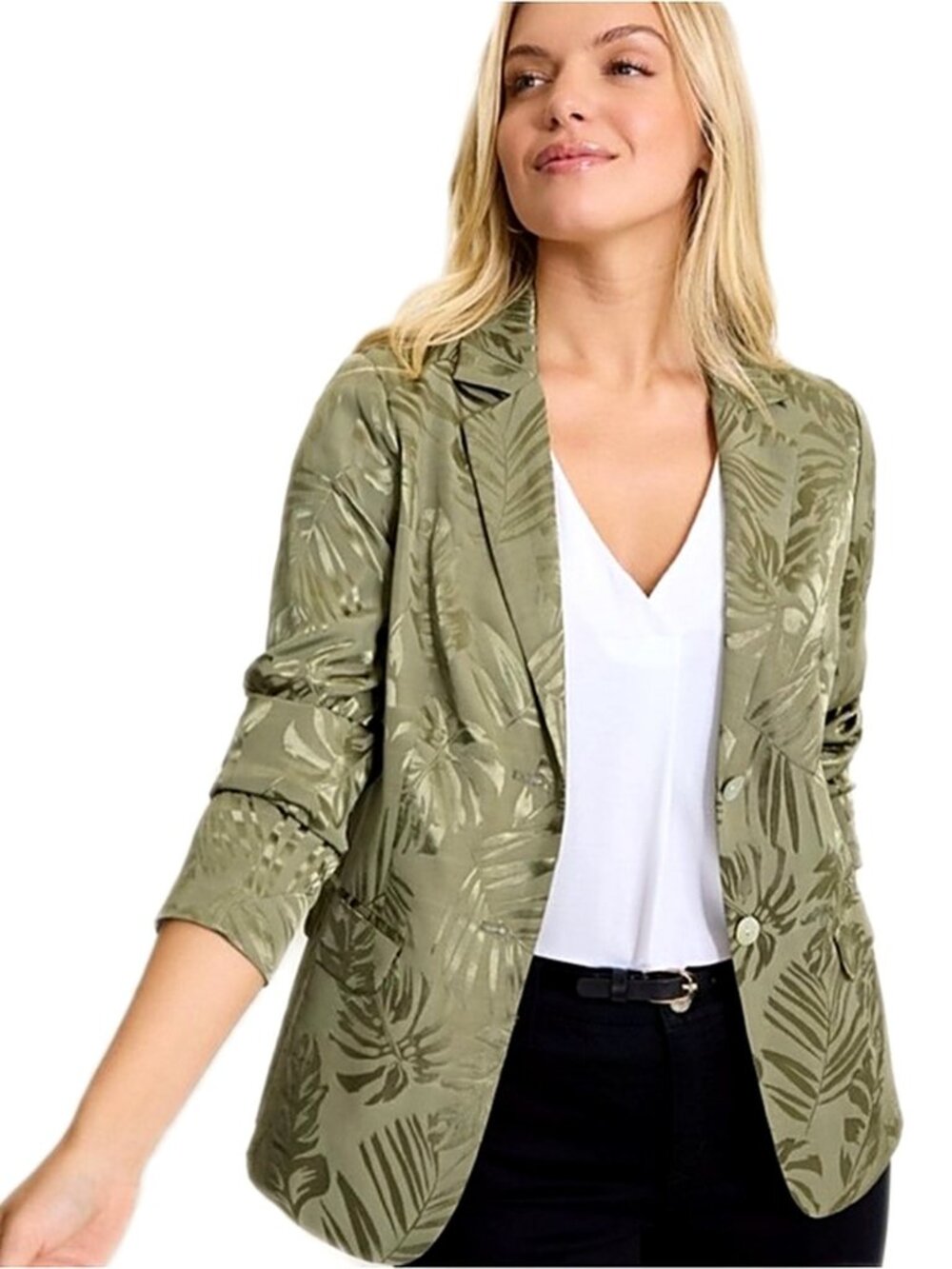 Tommy Bahama Blazer Satin Jacquard Blazer Green Tea Leave size XXS